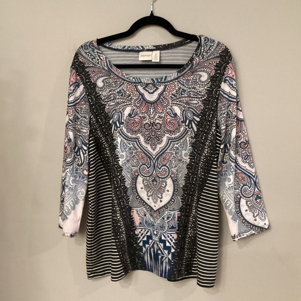 Chico’s Zenergy Top With BLING in Size 2 (Large), 3/4 Length Sleeves